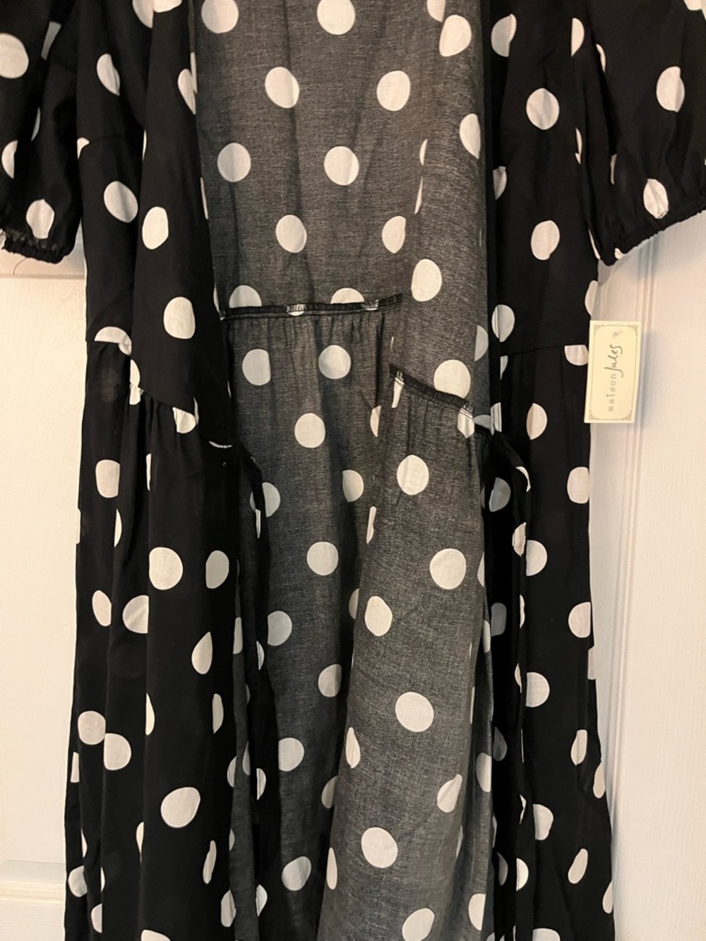 Maison Jules Black and White Polka Dot Wrap Midi Dress - Picture 7 of 8